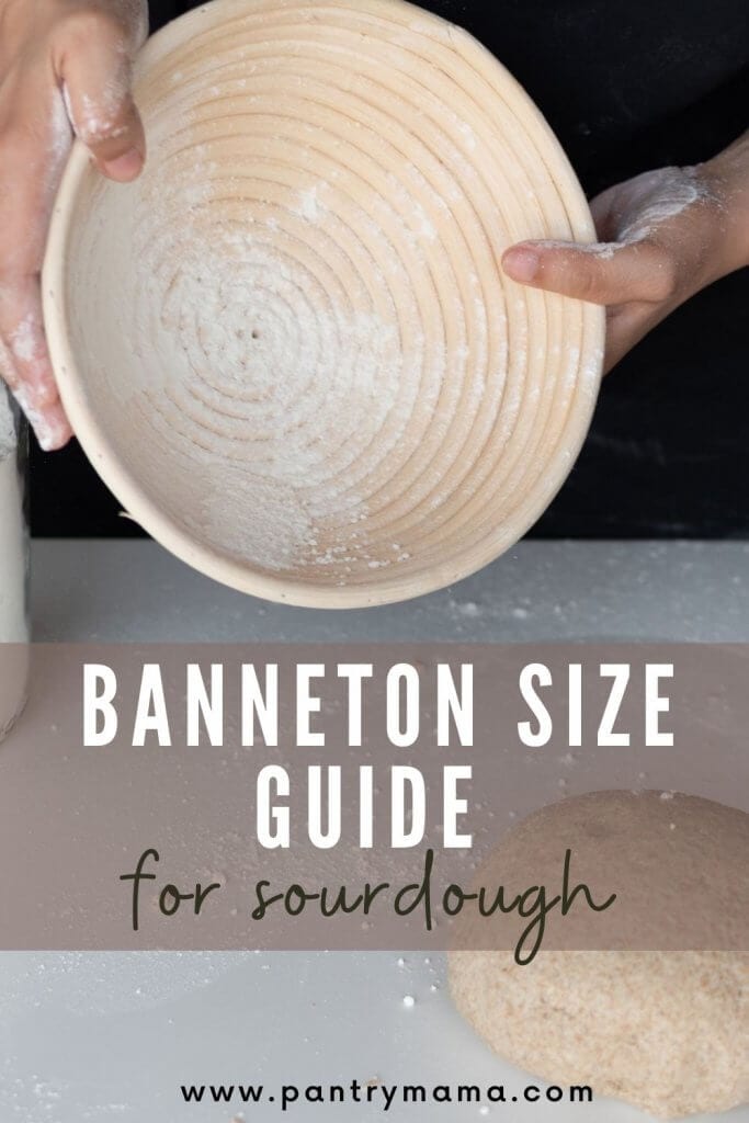 guía de tamaño de banneton para pan de masa madre

